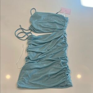 Light Blue Ruched Dress